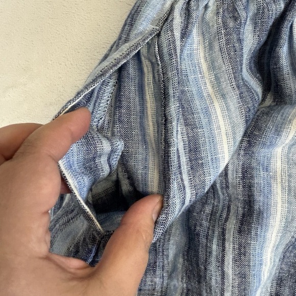 Lands End Blue Striped 100% Linen Scoop Neck Maxi Dress Size Small (6-8) - Picture 6 of 9